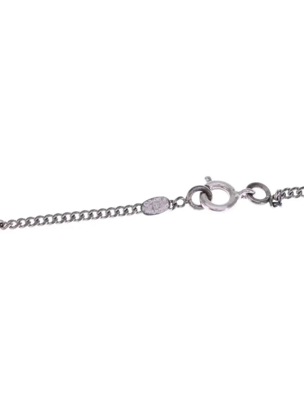 Chanel CC Logo Rhinestone Pendant Chain Silver